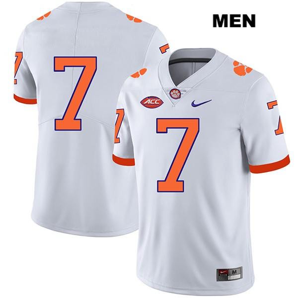 Men's Clemson Tigers #7 Justin Mascoll Stitched White Legend Authentic Nike No Name NCAA College Football Jersey CDW0346IO